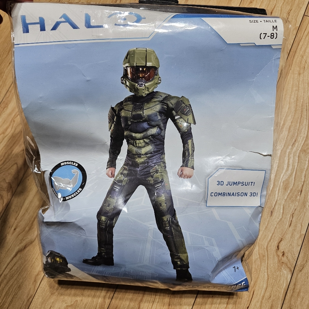 Halo Master Chief Classic Muscle Halloween Costume Cosplay Size M 7-8 Boys Kids
